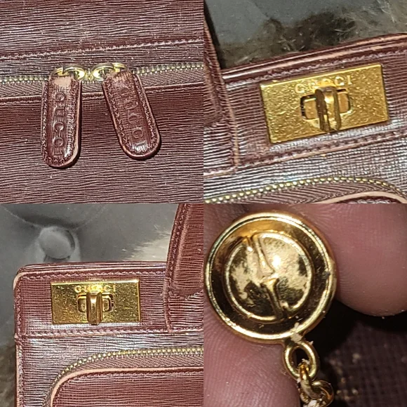 Gucci Burgundy Leather Twist Lock Satchel Handbag Vintage Authentic Rare - Picture 2 of 15